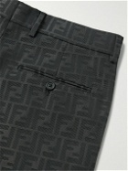 Fendi - Slim-Fit Straight-Leg Logo-Jacquard Bermuda Shorts - Black
