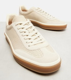 Loro Piana Tennis suede-trimmed leather sneakers