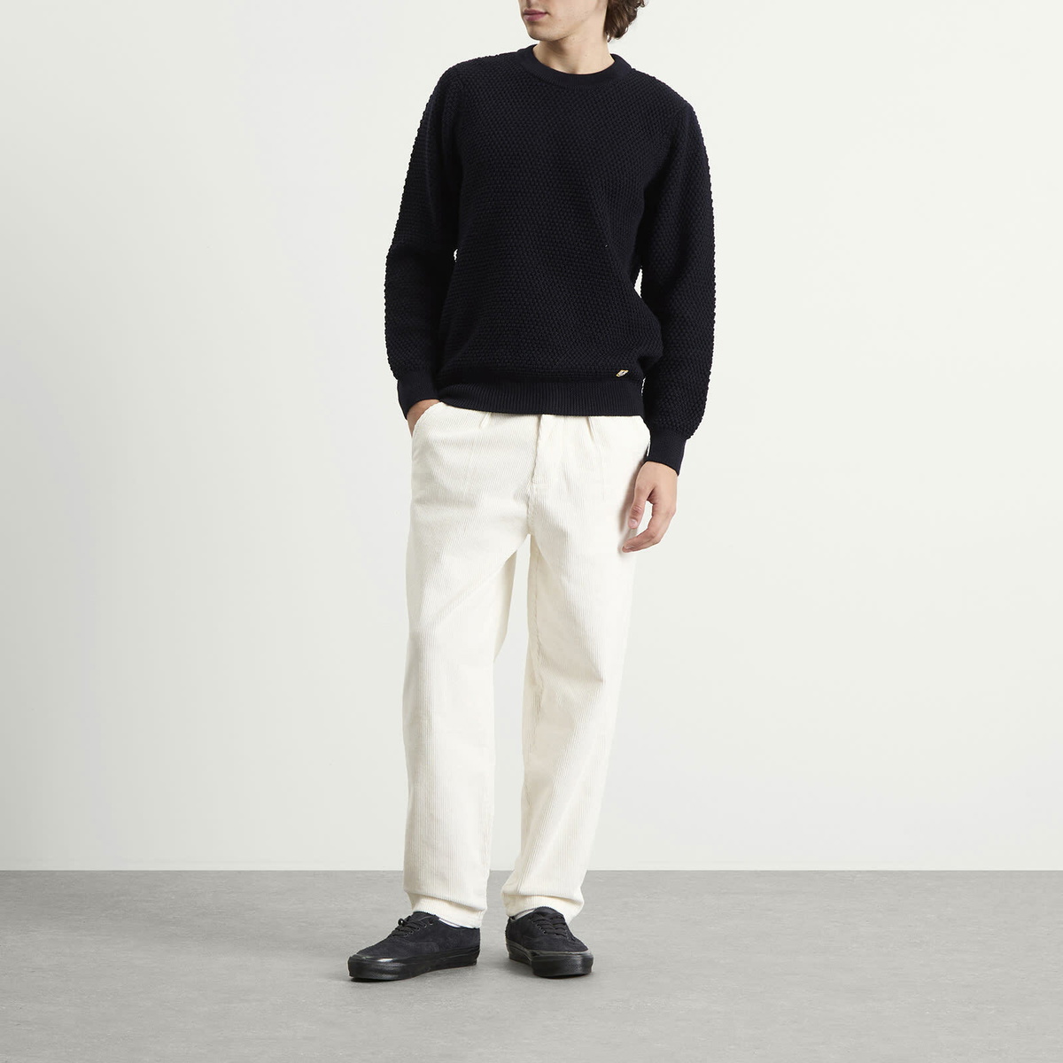 Armor-Lux Men's Waffle Knit Jumper in Navy