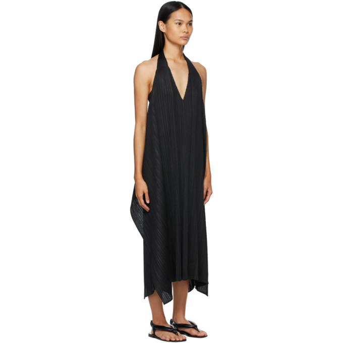 Pleats Please Issey Miyake Black Echo Long Dress Pleats Please