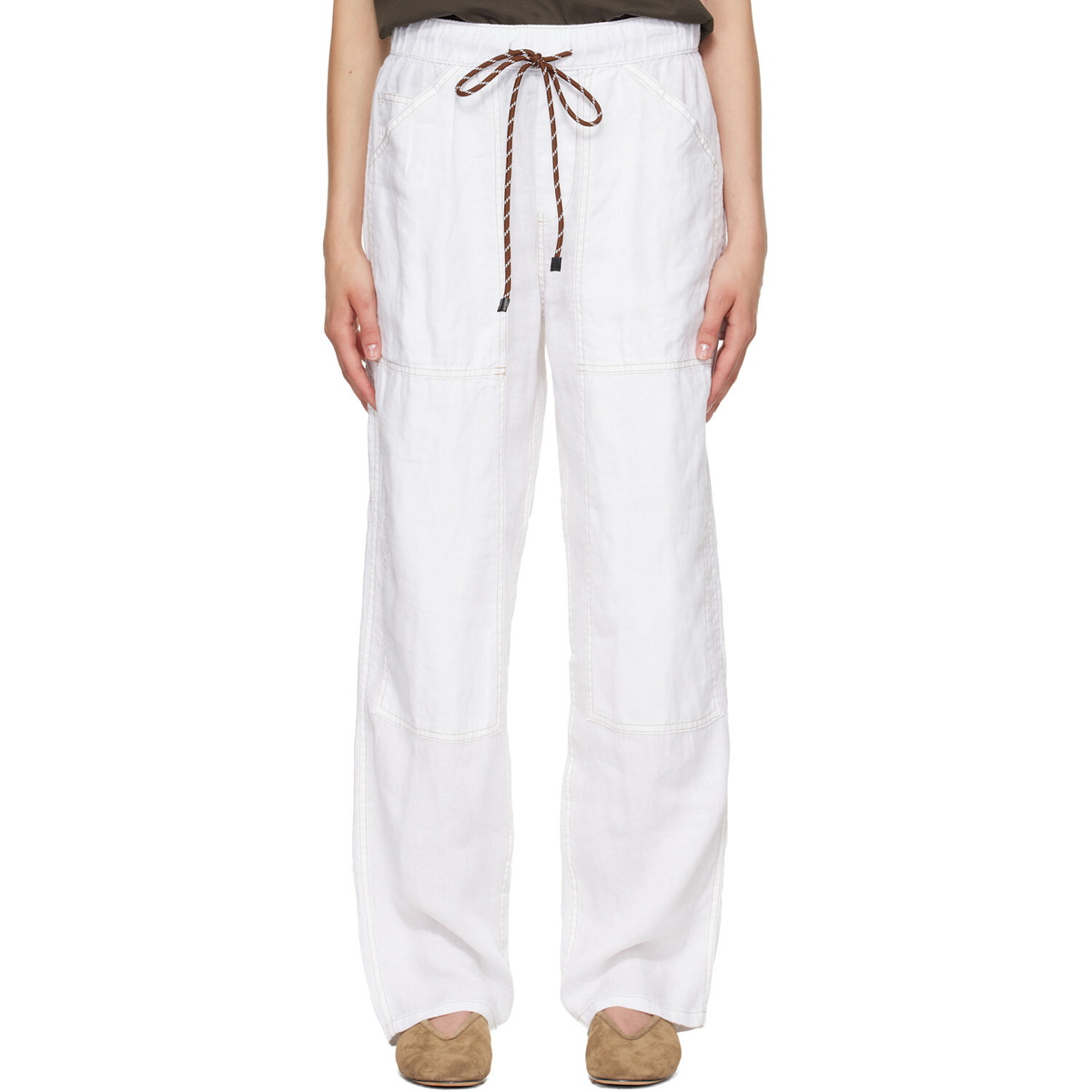 rag & bone White Atlas Linen Trousers