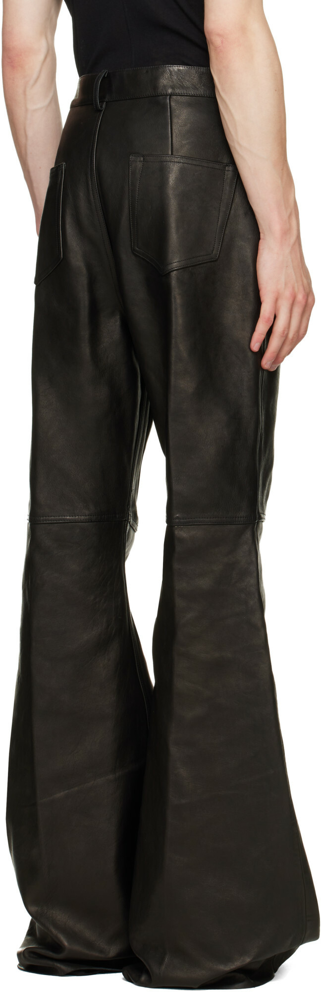 Rick Owens Black Tower Bolan Bootcut Leather Pants
