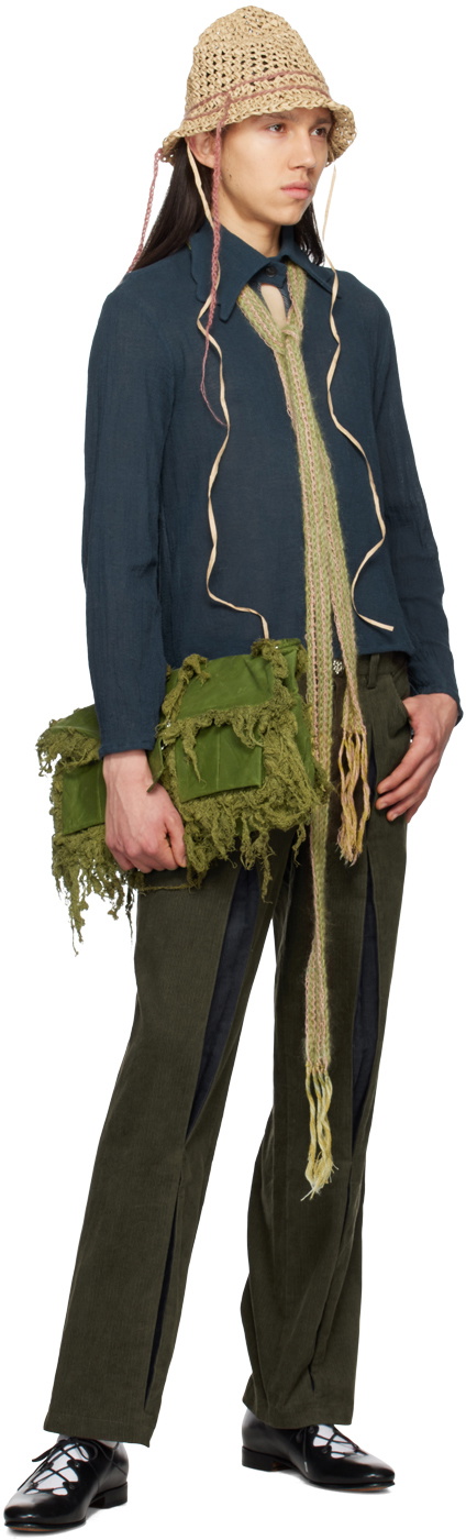 Solitude Studios SSENSE Exclusive Green & Pink Skinny Scarf