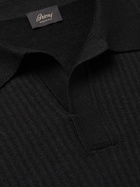 Brioni - Ribbed Cotton, Linen and Cashmere-Blend Polo Shirt - Black