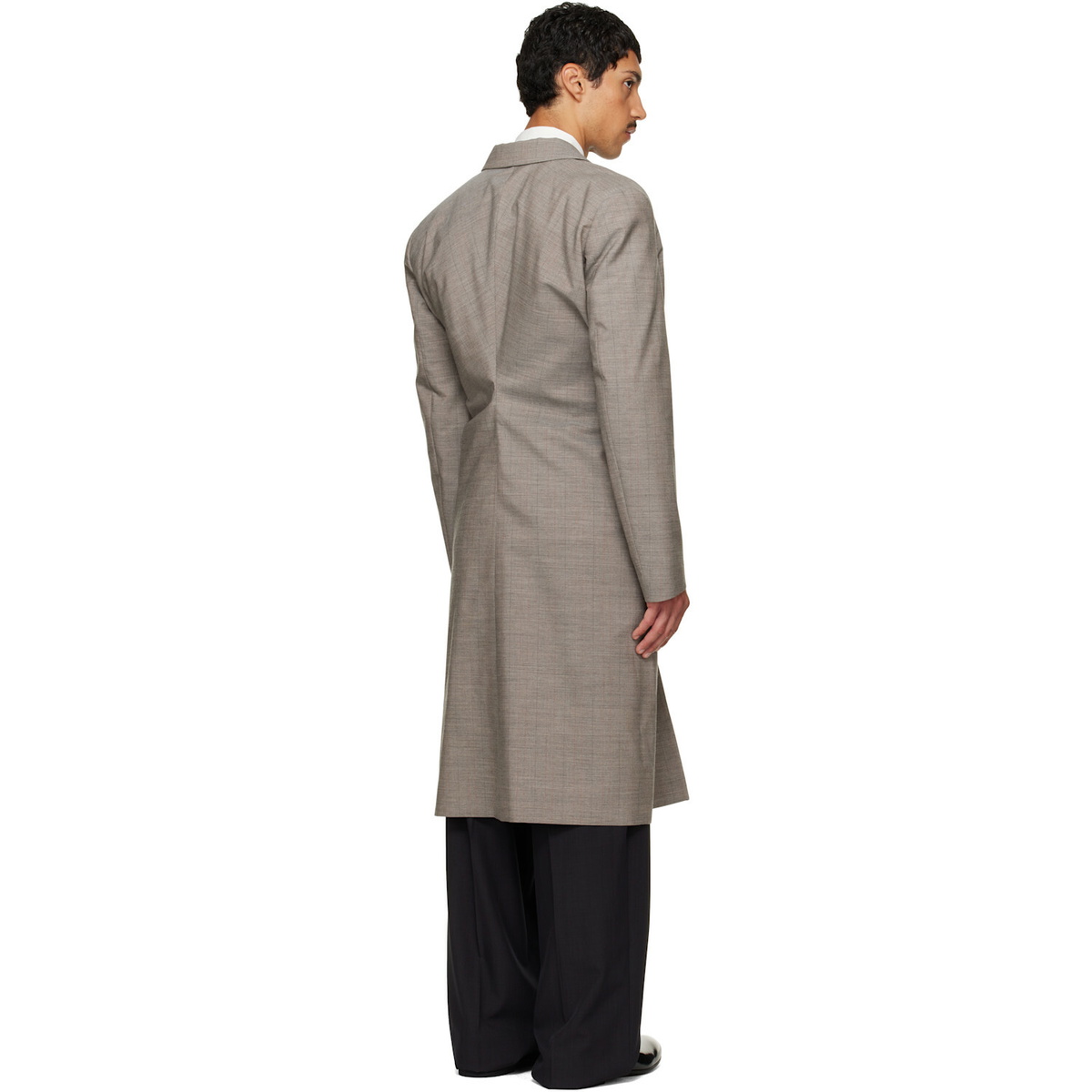 Jil Sander Gray Double-Breasted Coat