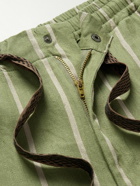 KAPITAL - Phillies Striped Linen and Cotton-Blend Drawstring Trousers - Green