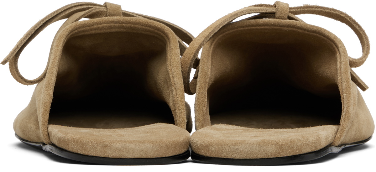 MARIE ADAM-LEENAERDT Beige Bow Suede Slippers