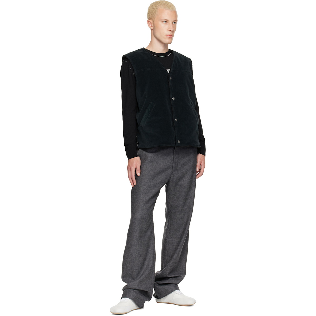 MM6 Maison Margiela Black Faux-Suede Vest