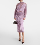 The Attico Feather-trimmed open-knit mohair-blend sweater