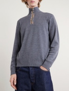 Burberry - Checked Wool Half-Zip Sweater - Gray