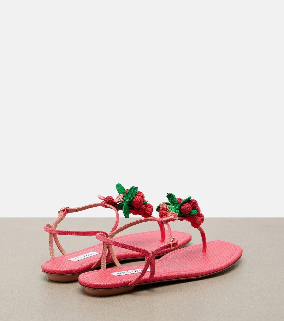 Aquazzura Berry raffia-effect thong sandals