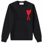 AMI Men's Large A Heart Crew Knit in Black/Red