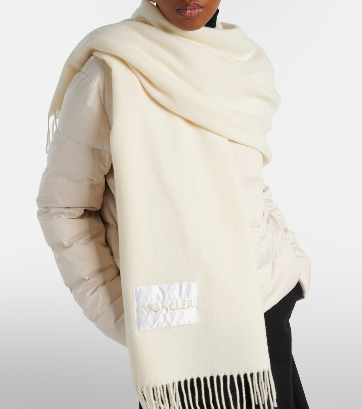 Moncler Logo virgin wool felt scarf
