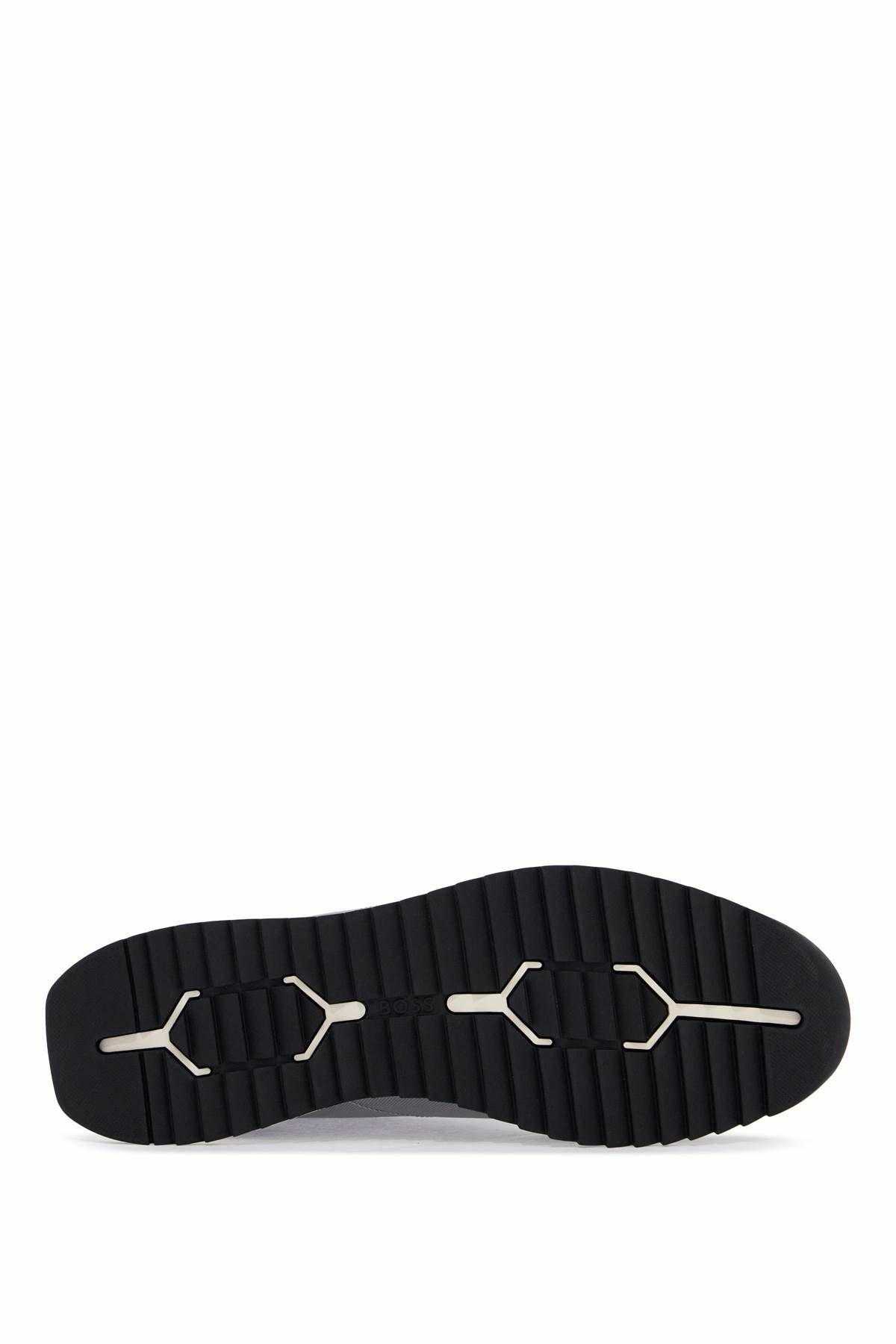 BOSS light grey and black suede fabric sneakers with white sole Grey BOSS