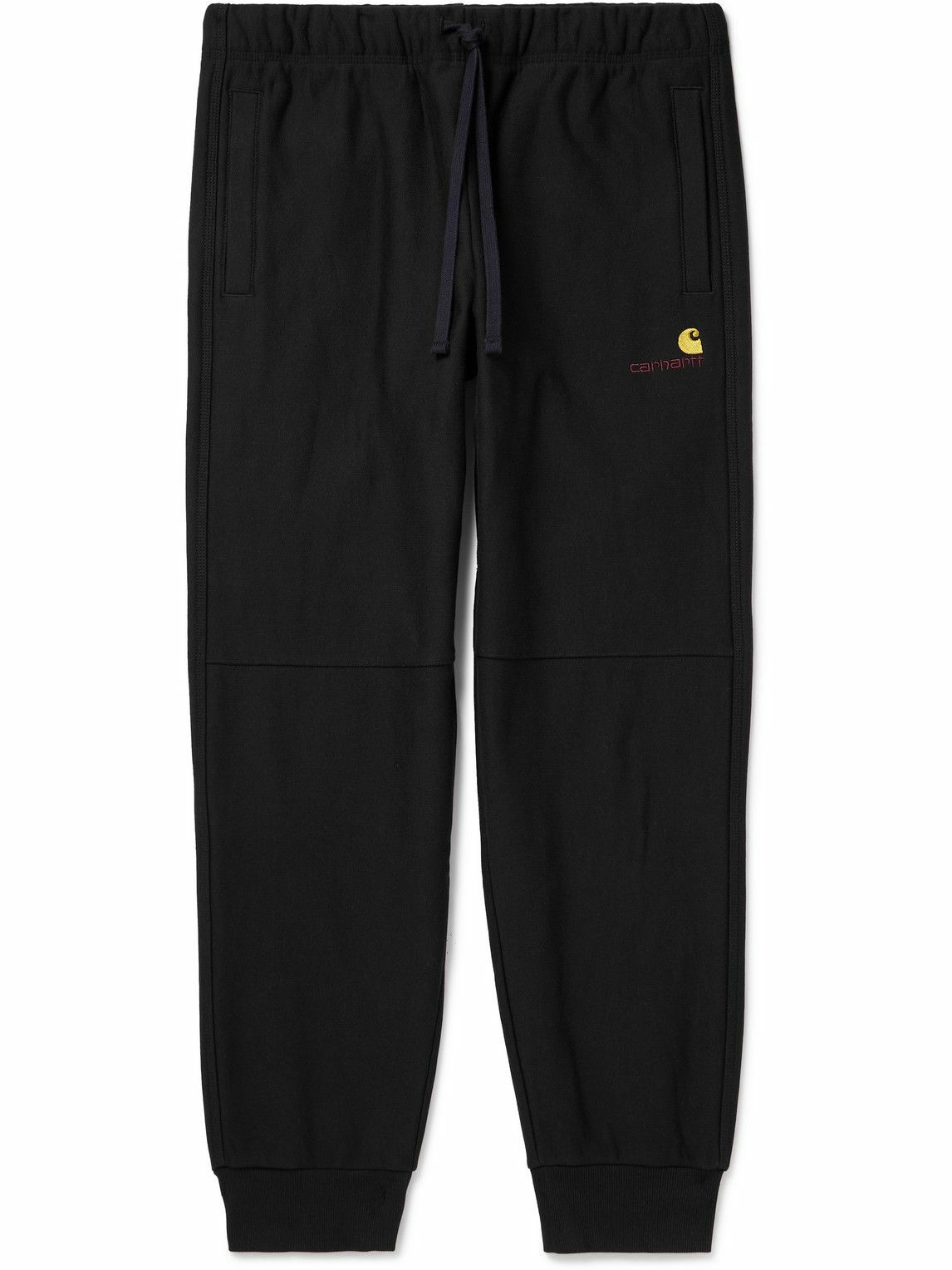 Carhartt WIP - American Script Tapered Cotton-Blend Jersey Sweatpants - Black