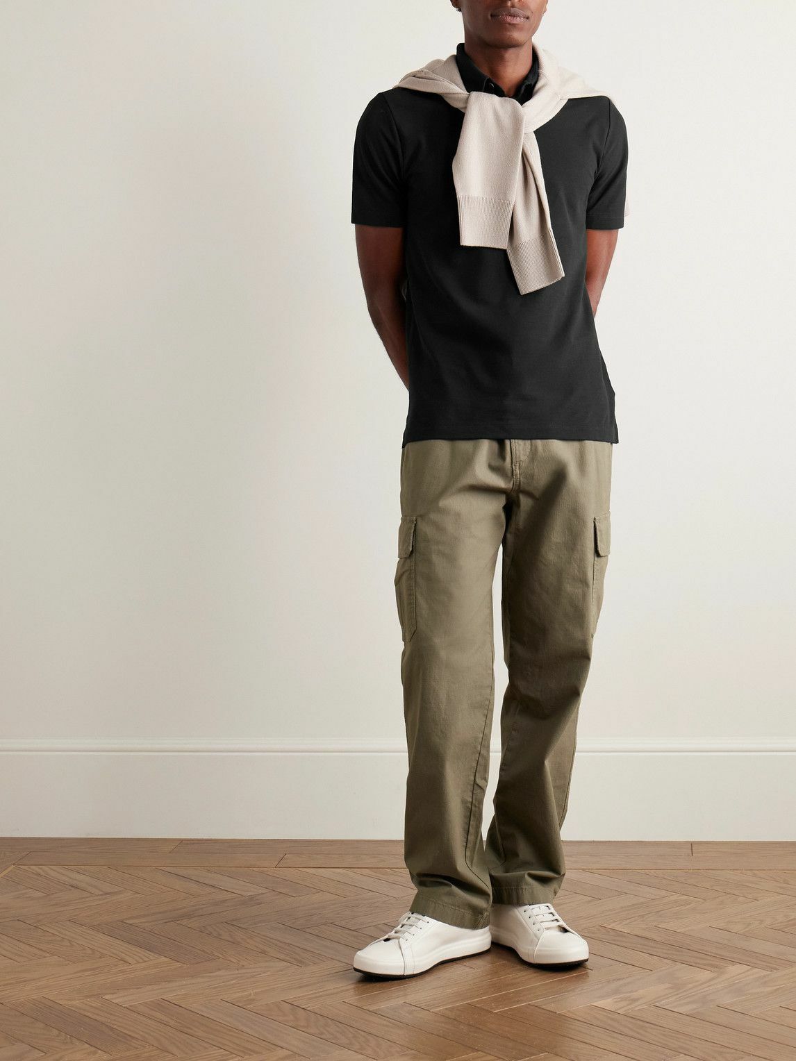 Incotex - Zanone Slim-Fit IceCotton Polo Shirt - Black