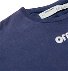 Off-White - Printed Cotton-Jersey T-Shirt - Blue