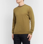 John Smedley - Astin Slim-Fit Contrast-Tipped Sea Island Cotton Sweater - Green