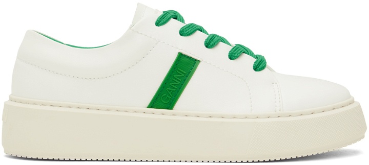 Photo: GANNI White & Green Sporty Mix Cupsole Sneakers