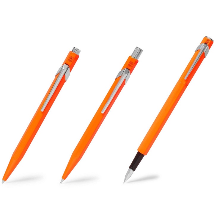 Photo: Caran d'Ache - 849 Fountain Pen, Ballpoint Pen and Mechanical Pencil Gift Set - Orange