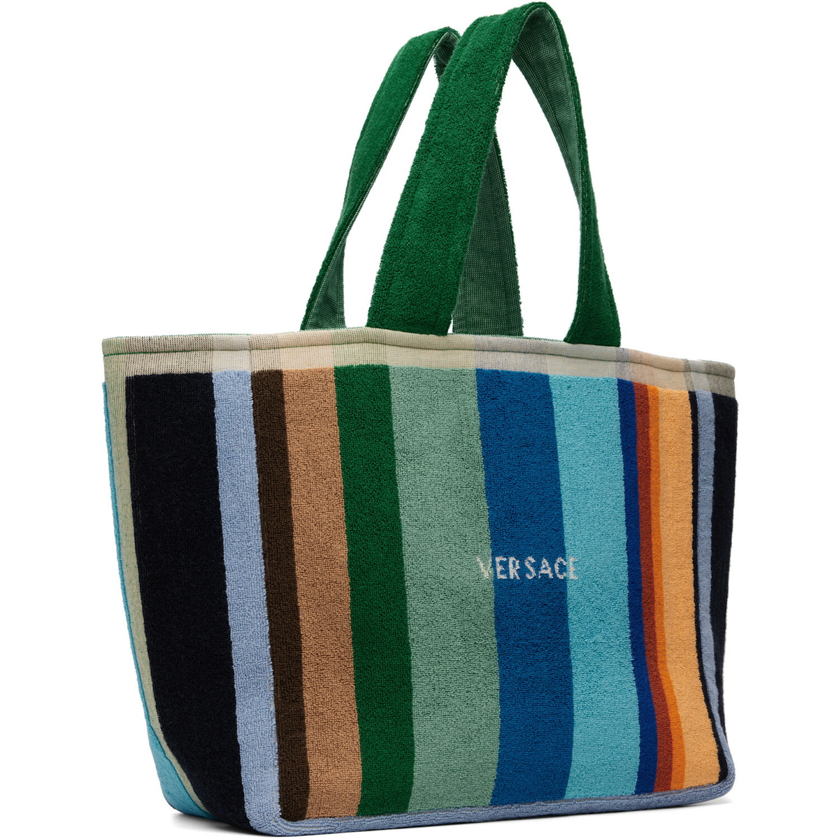 Versace Multicolor Striped Cotton-Terry Jacquard Tote