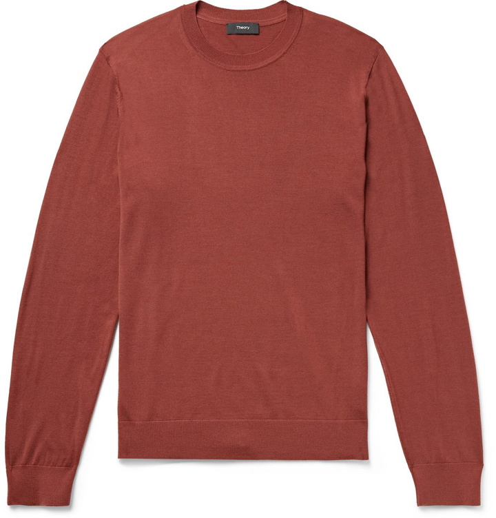 Photo: Theory - Slim-Fit Wool Sweater - Red