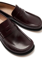 Loewe Campo Glossed Leather Loafers Burgundy
