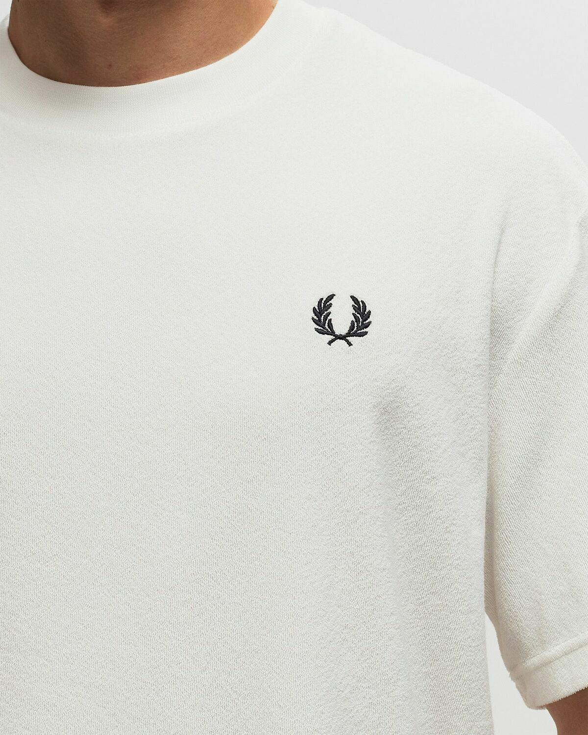 Fred Perry Relaxed Towelling T Shirt White Shortsleeves