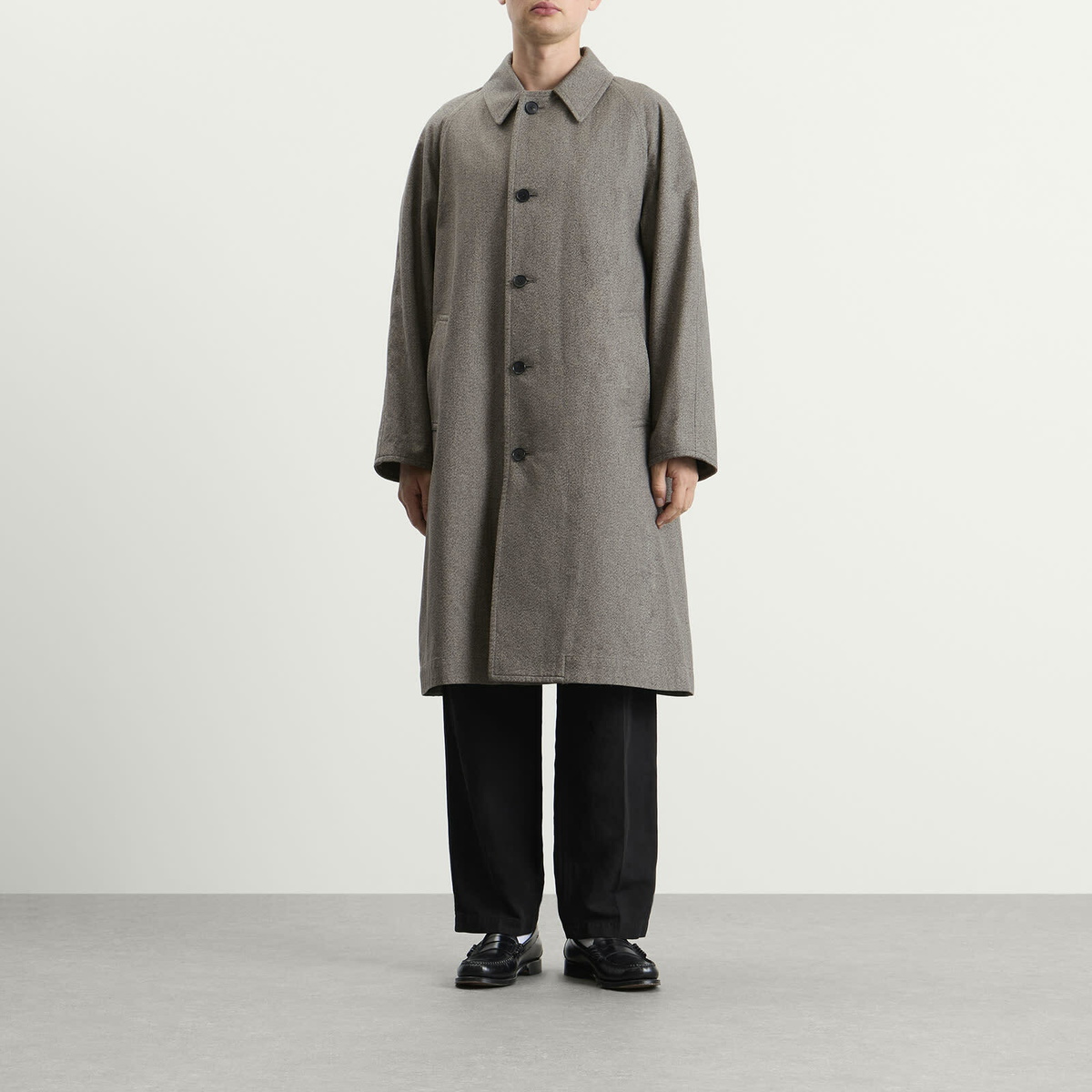 Kaptain Sunshine Men's Cotton Mock Twist Umbrella Coat in Charcoal