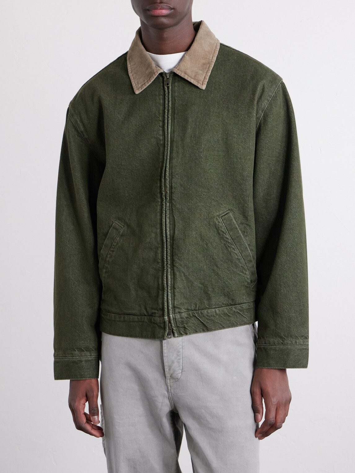 Aimé Leon Dore - Corduroy-Trimmed Denim Jacket - Green