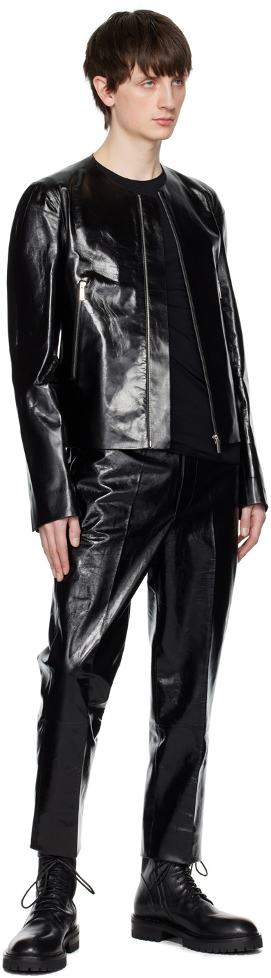 SAPIO Black Vitellino Leather Pants