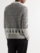 THOM BROWNE - Intarsia Wool and Mohair-Blend Sweater - Gray