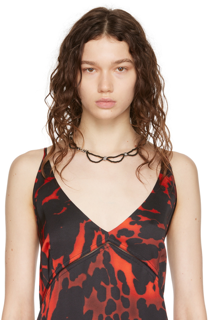YVMIN Black Double Beaded Necklace