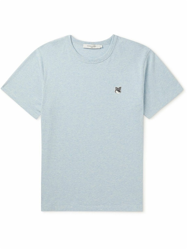 Photo: Maison Kitsuné - Logo-Appliquéd Cotton-Jersey T-Shirt - Blue