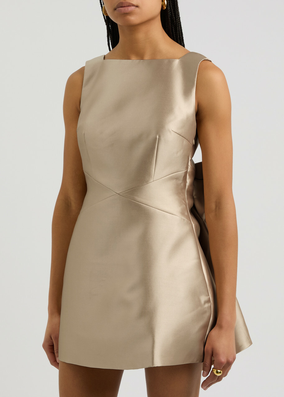 odd muse gold bow dress The Ultimate Muse Bow Mini Dress Black main image 0