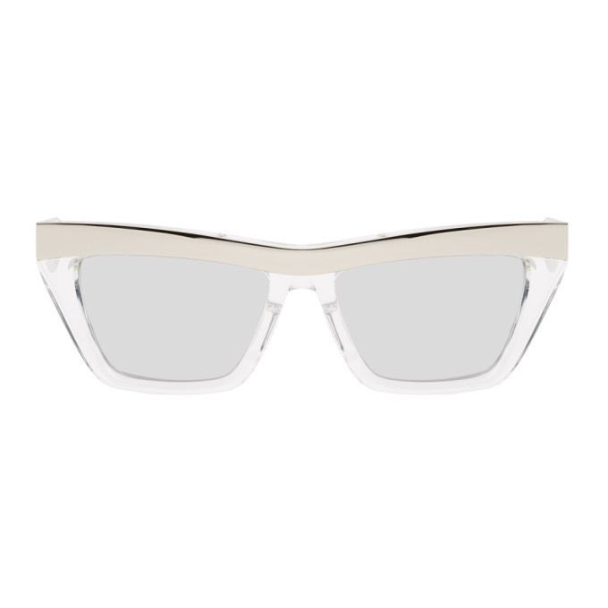 Photo: Bottega Veneta Silver Rectangular Sunglasses