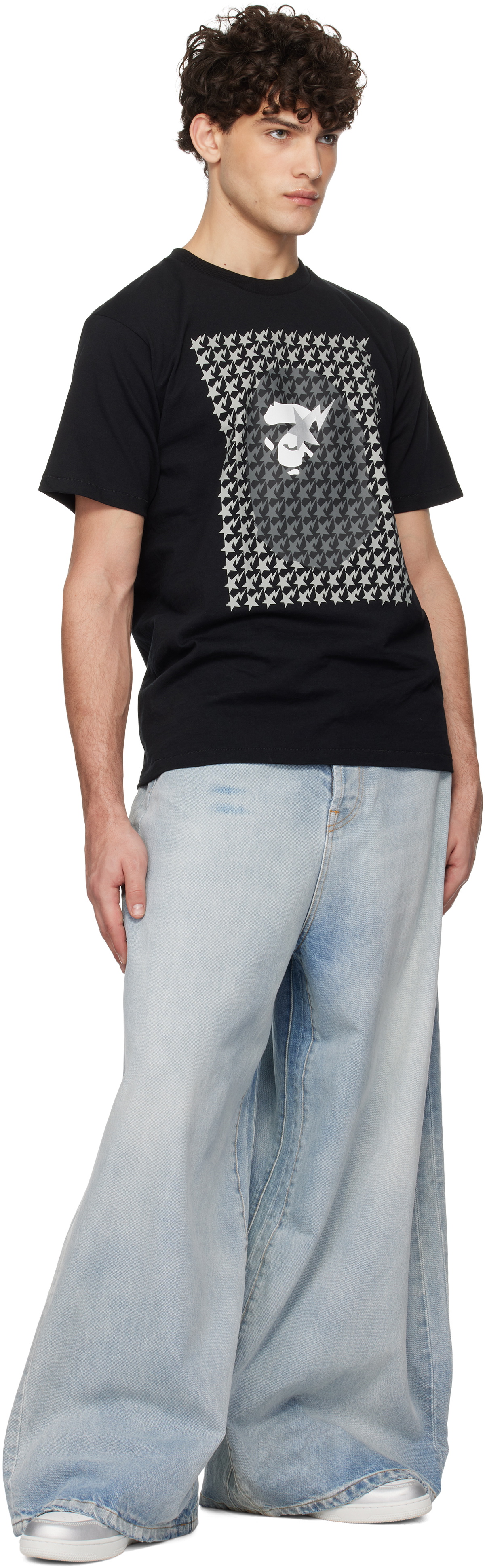 BAPE Black STA Houndstooth Ape Head T-shirt A Bathing Ape