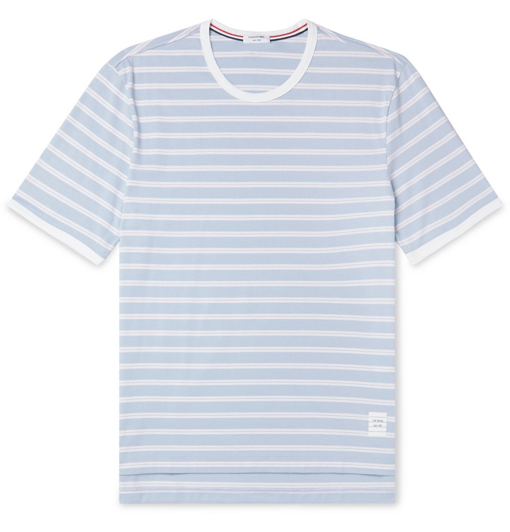 Photo: Thom Browne - Striped Cotton-Jersey T-Shirt - Blue