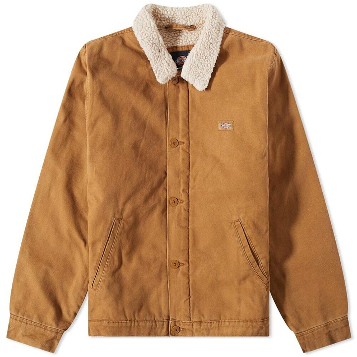 Photo: Dickies Men's Sherpa Lined Deck Jacket in Stonewashed Brown Duck