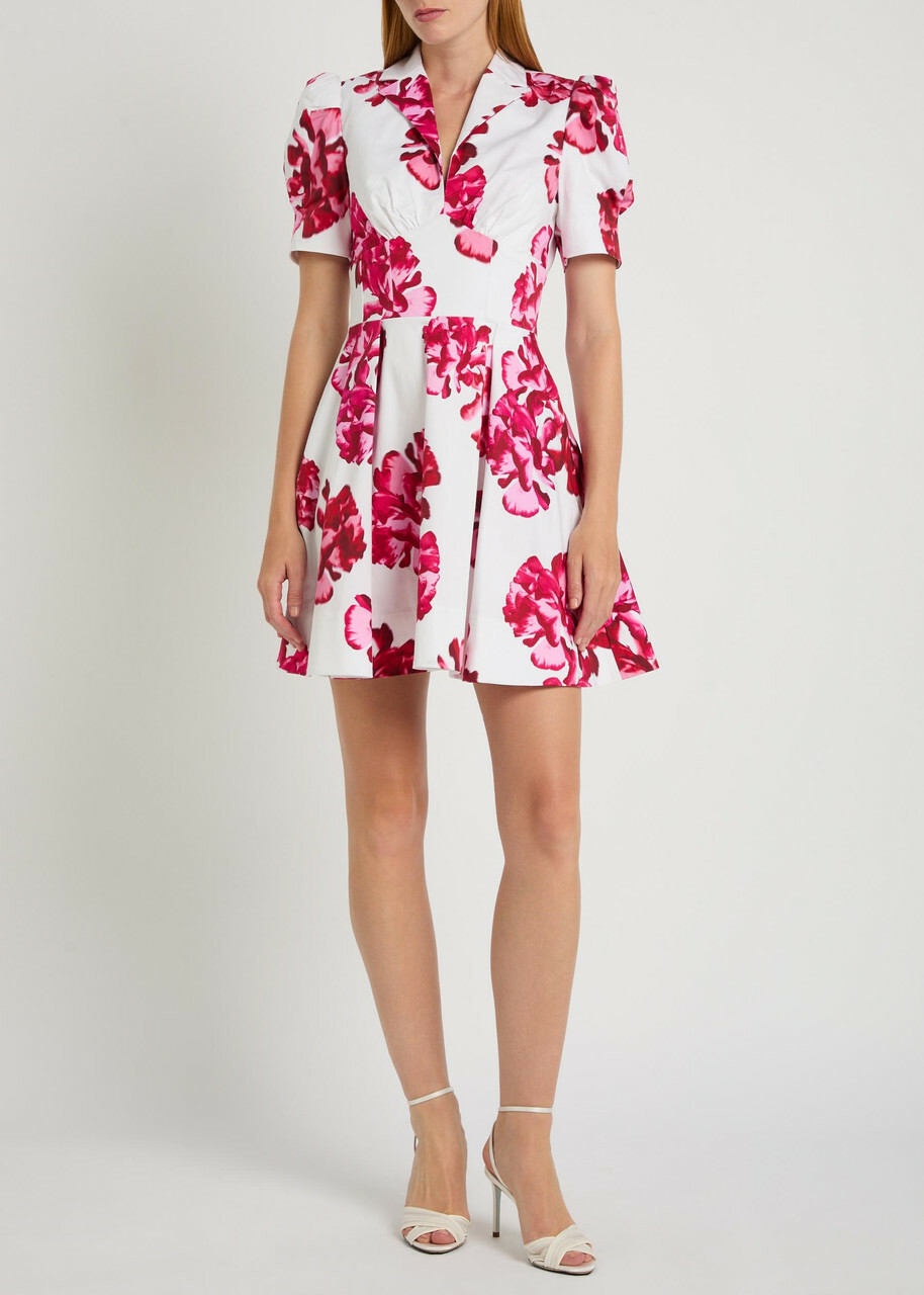 Rebecca Vallance Damask Floral-print Stretch-cotton Mini Dress Multicoloured