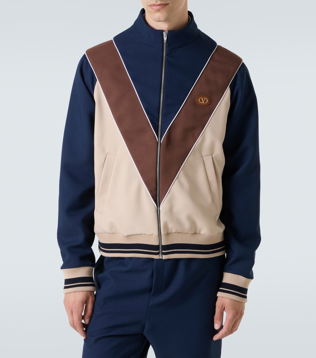 Valentino Colorblocked logo zip-up sweatshirt