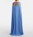 Oscar de la Renta Embellished caped silk-blend gown