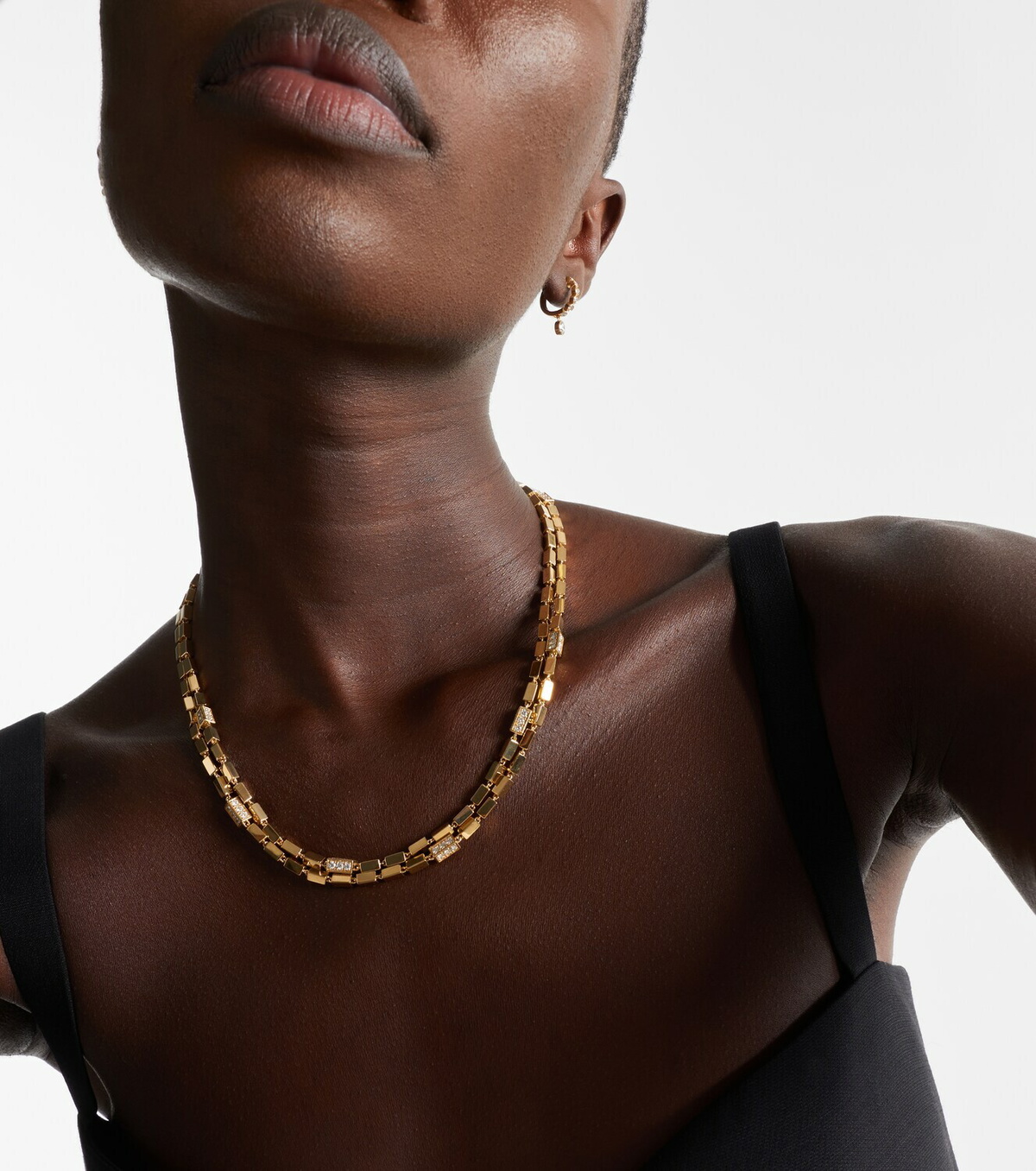 Suzanne Kalan Block-Chain 18kt gold necklace with diamonds