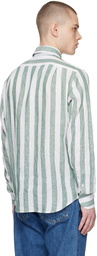 Drake's Green & White Stripe Shirt