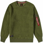 Alpha Industries Men's Teddy Fleece Crew Sweat in Sage Green