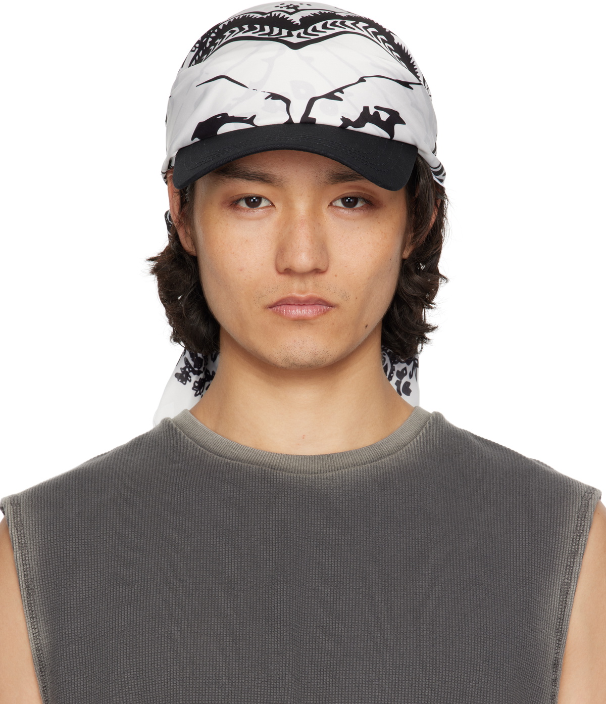 We11done Black & White Bandana Scarf Cap We11done