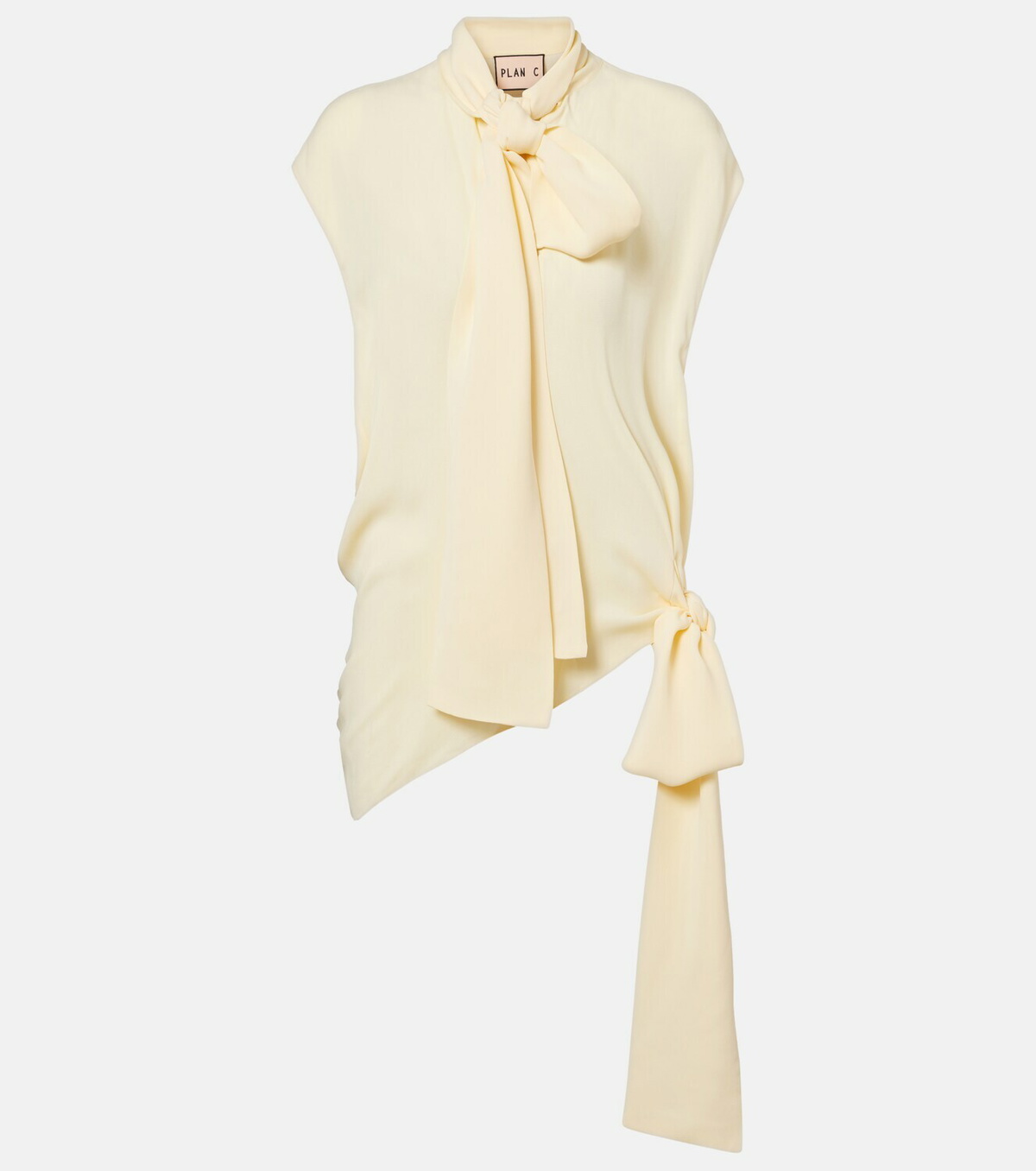 Plan C Asymmetric tie-neck blouse