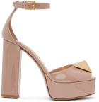 Valentino Garavani Beige One Stud Platform Heels
