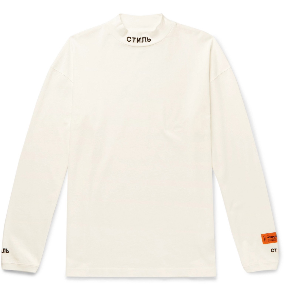 Heron Preston - Logo-Embroidered Organic Cotton-Jersey Mock-Neck T-Shirt -  White