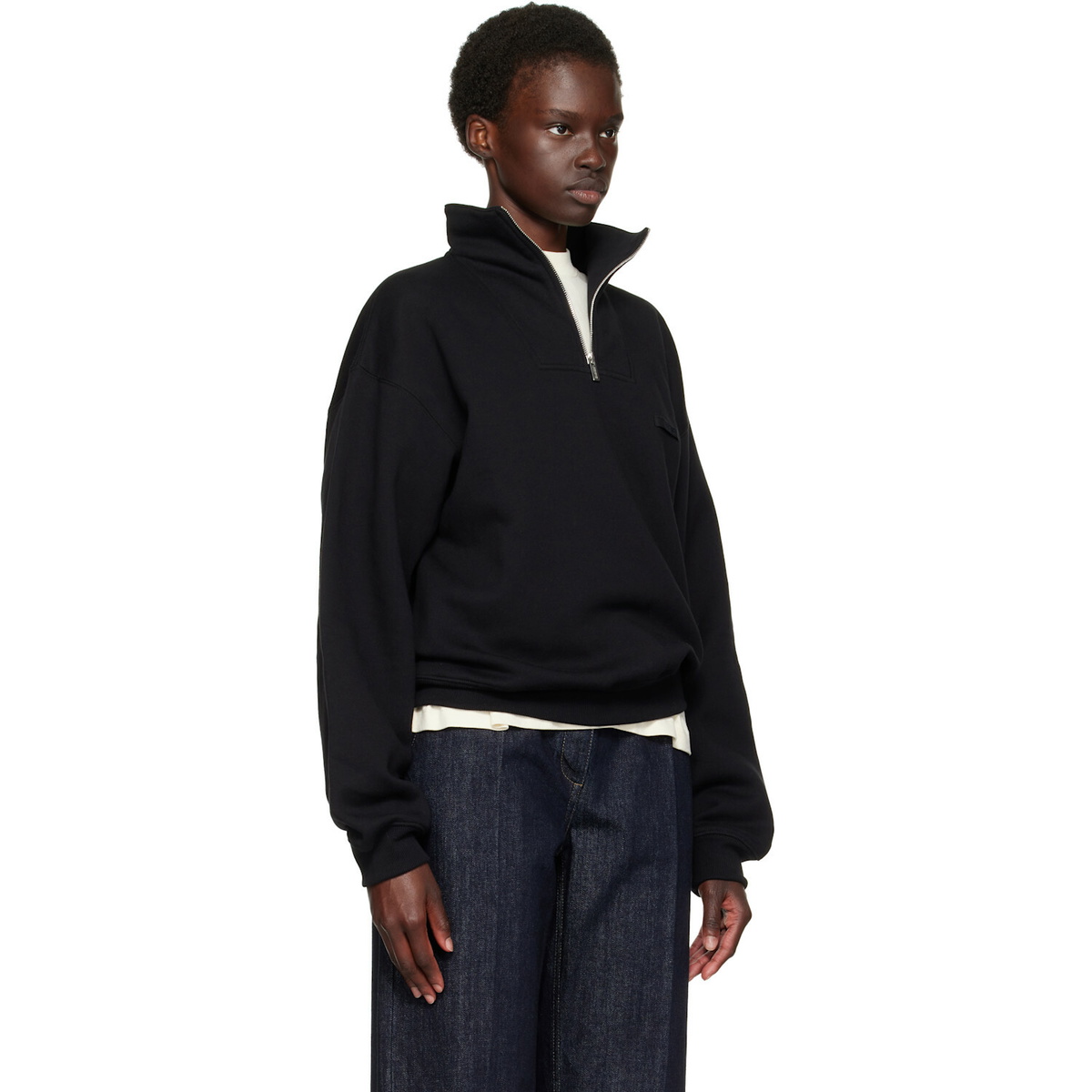 JACQUEMUS Black 'The Gros Grain' Zipped-Rollneck Sweatshirt